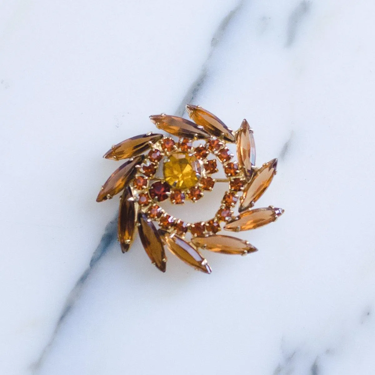 1950s Petite Juliana Amber Citrine Rhinestone