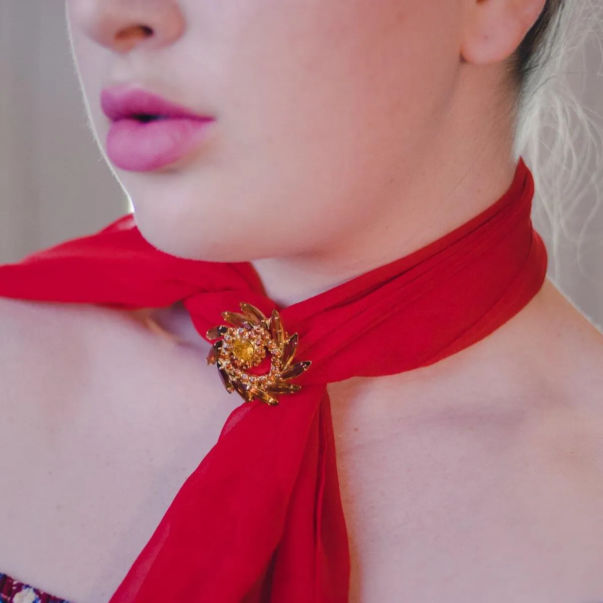 1950s Petite Juliana Amber Citrine Rhinestone