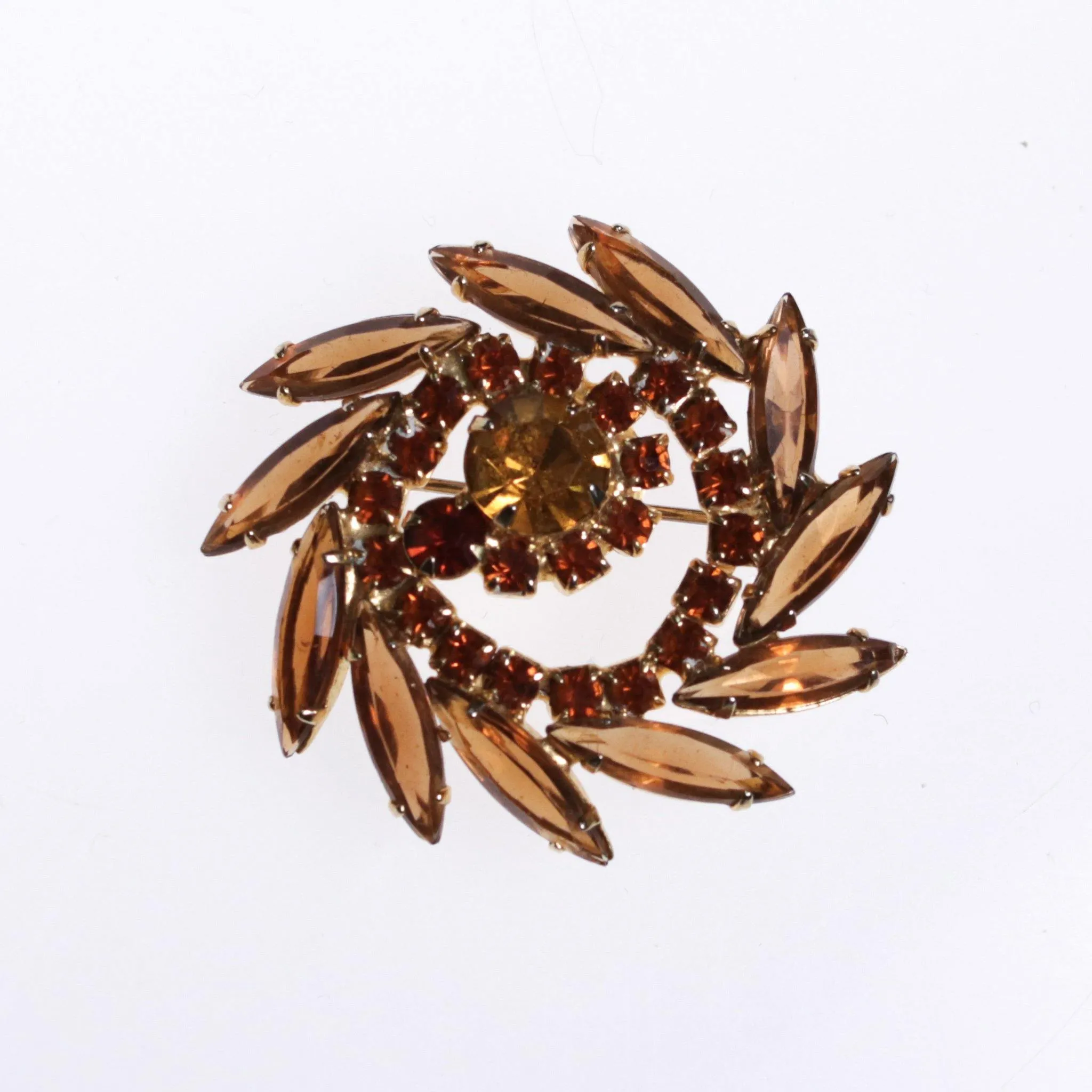 1950s Petite Juliana Amber Citrine Rhinestone