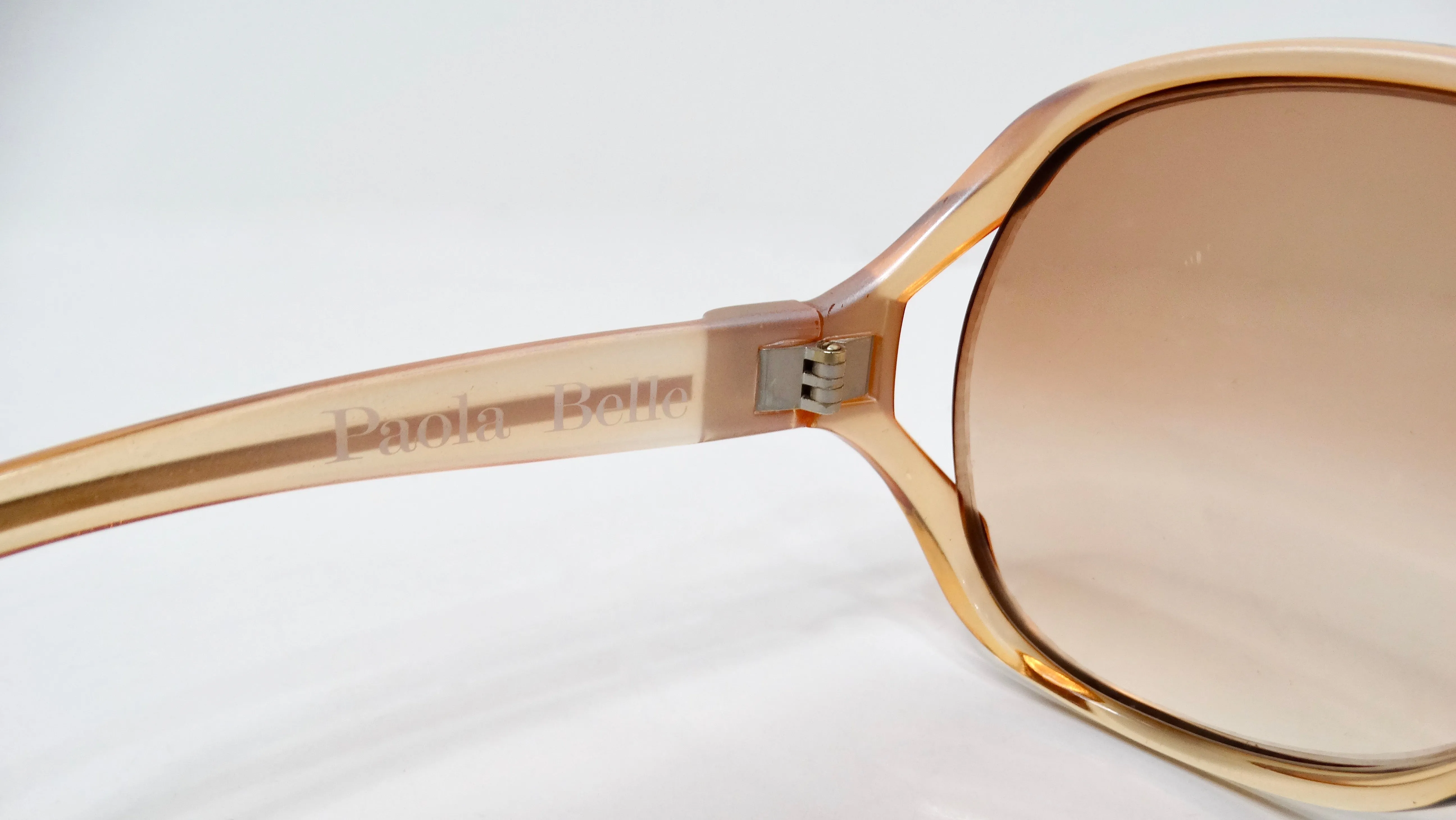 1970s Paola Belle Orange Clear Oversized Round Sunglasses