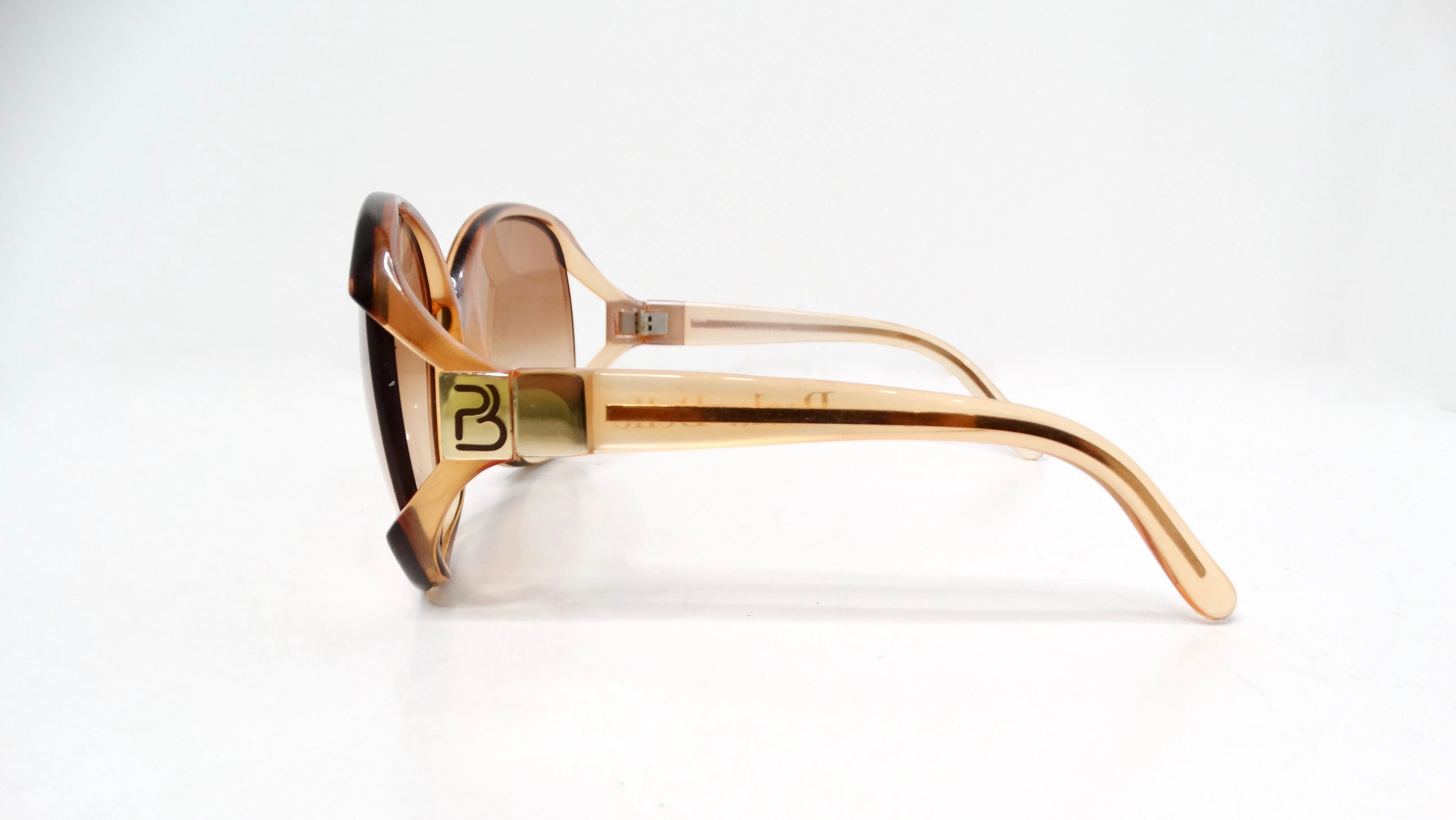 1970s Paola Belle Orange Clear Oversized Round Sunglasses