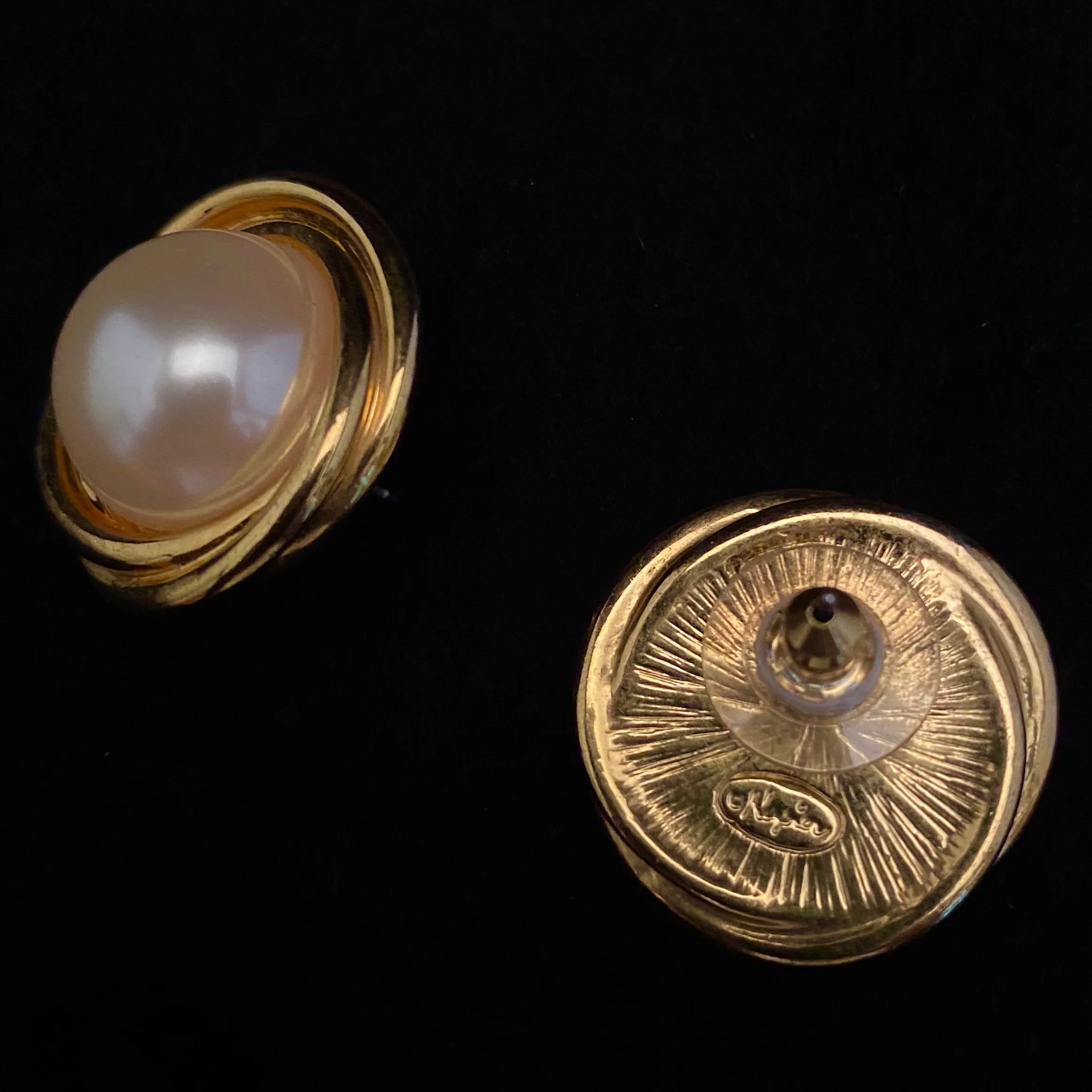 1990s Napier Faux Pearl Earrings