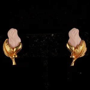 1994 Avon Porcelain Rose Clip Earrings