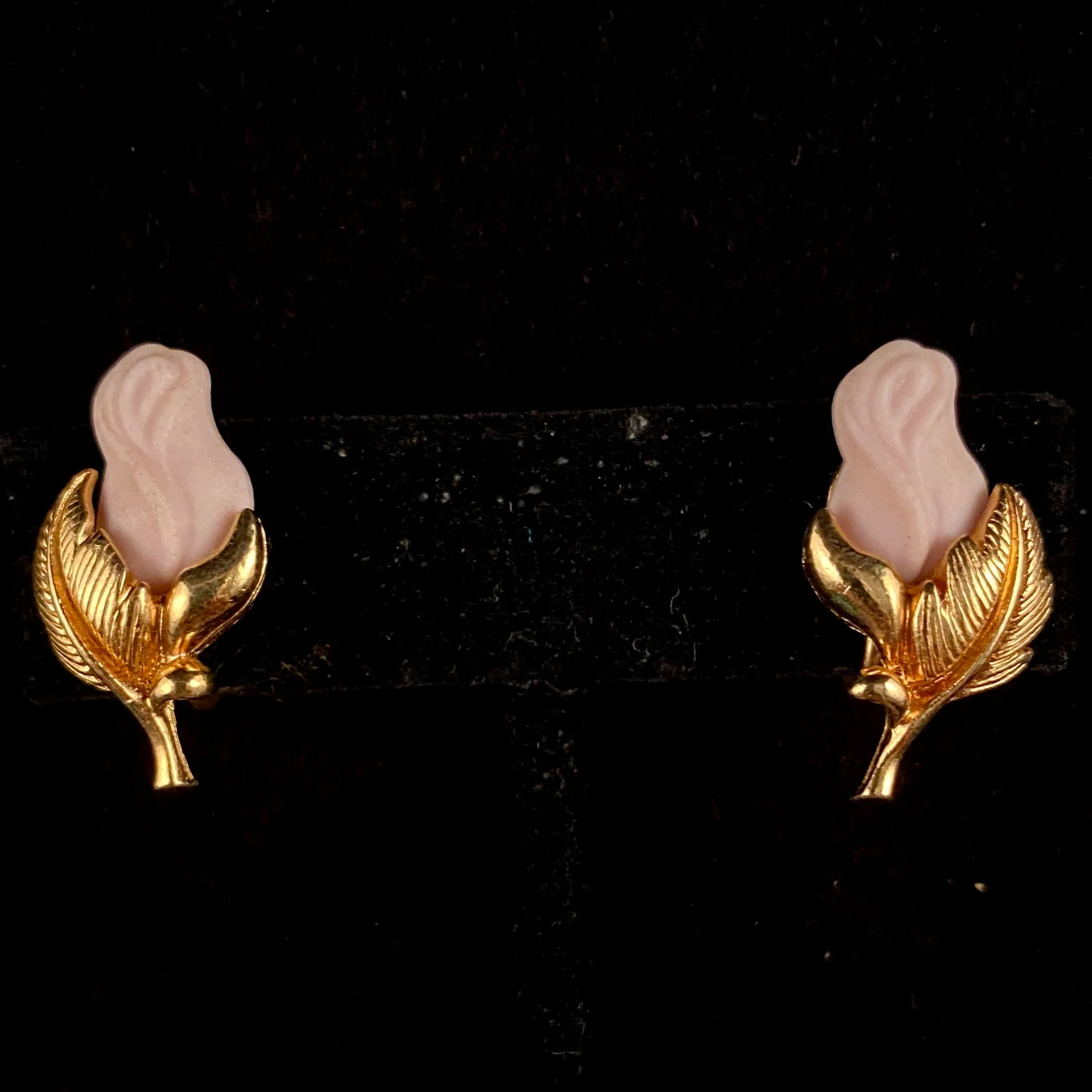 1994 Avon Porcelain Rose Clip Earrings