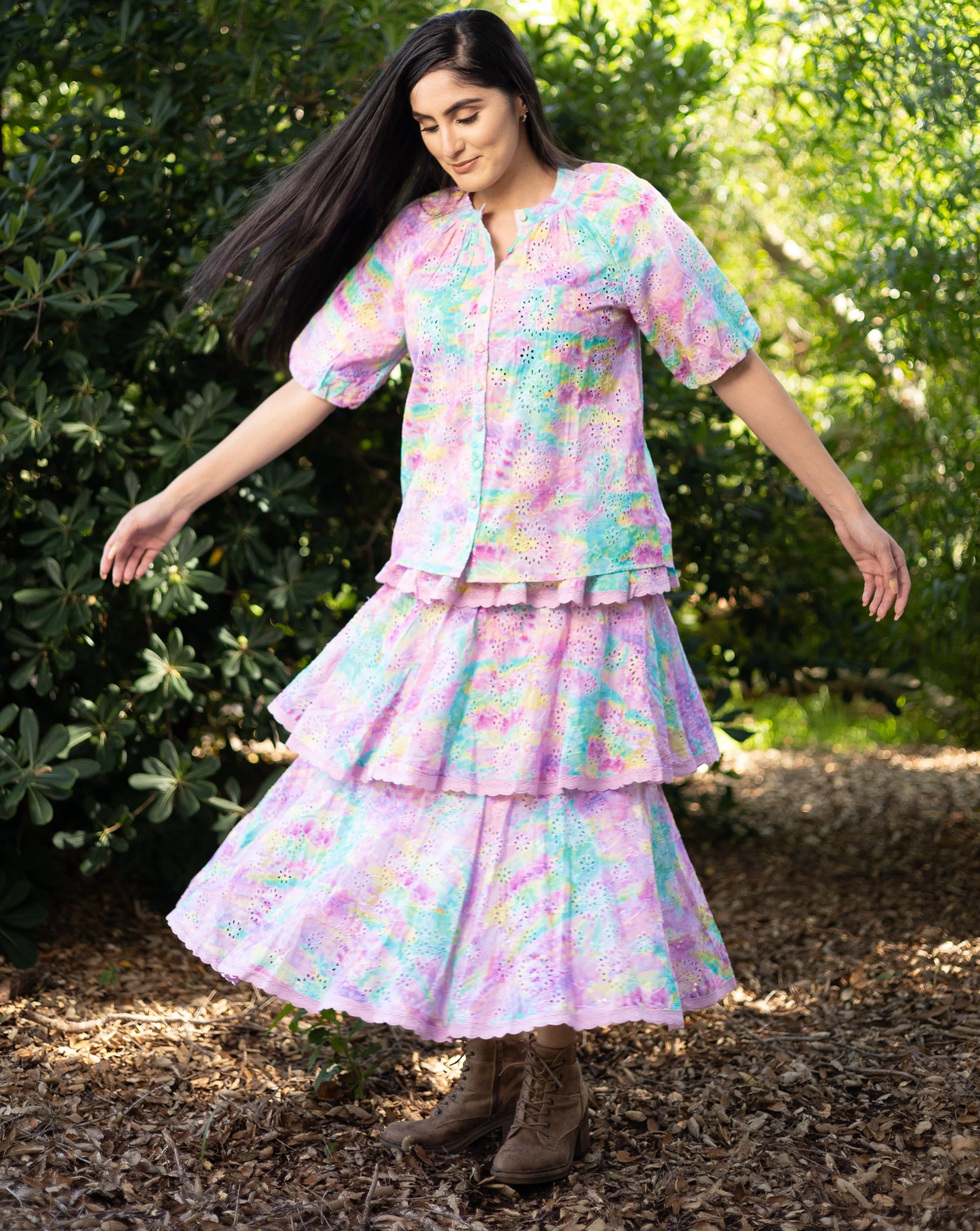 Amari Rainbow Eyelet Floral Shirt
