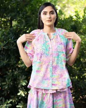 Amari Rainbow Eyelet Floral Shirt