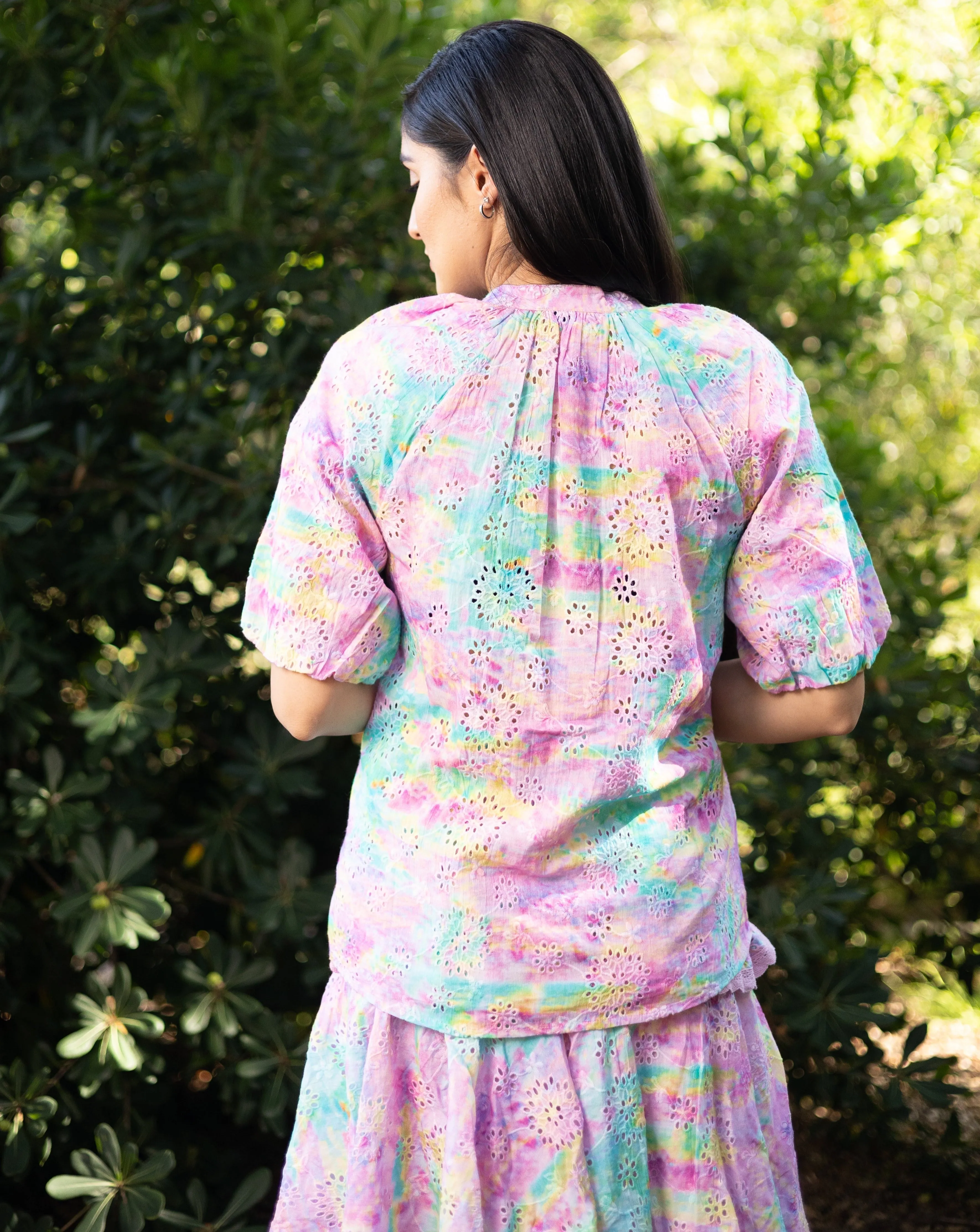 Amari Rainbow Eyelet Floral Shirt