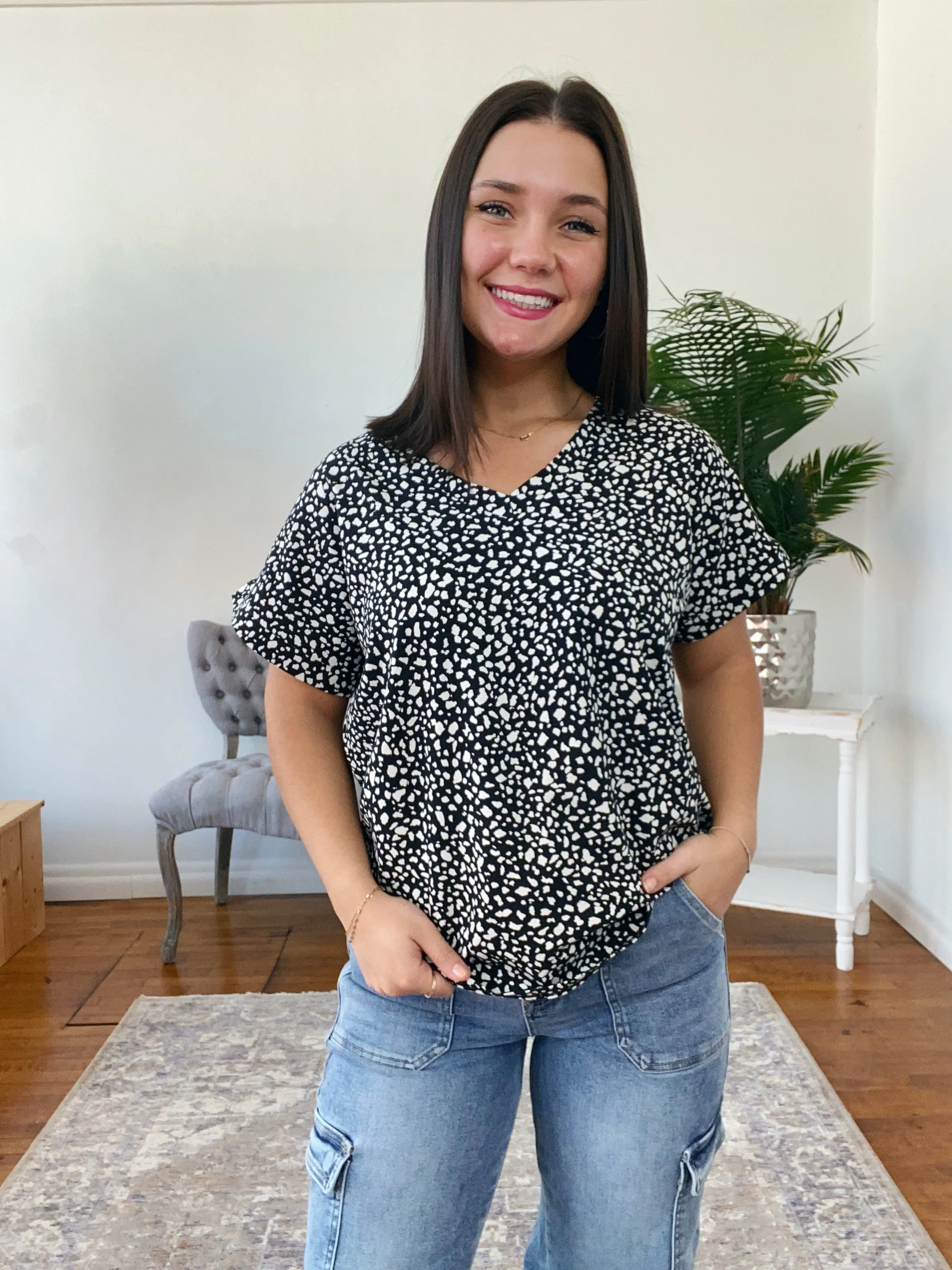 Andie Animal Print V-Neck Top FINAL SALE