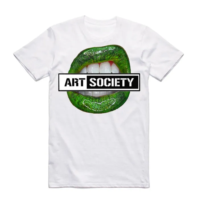 Art Society x Retro Kings GREEN LIPS TEE WHITE
