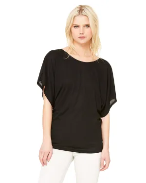Bella Canvas Ladies Flowy Draped Dolman T-Shirt | Black