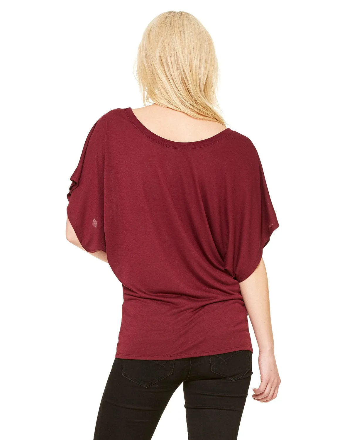Bella Canvas Ladies Flowy Draped Dolman T-Shirt | Maroon