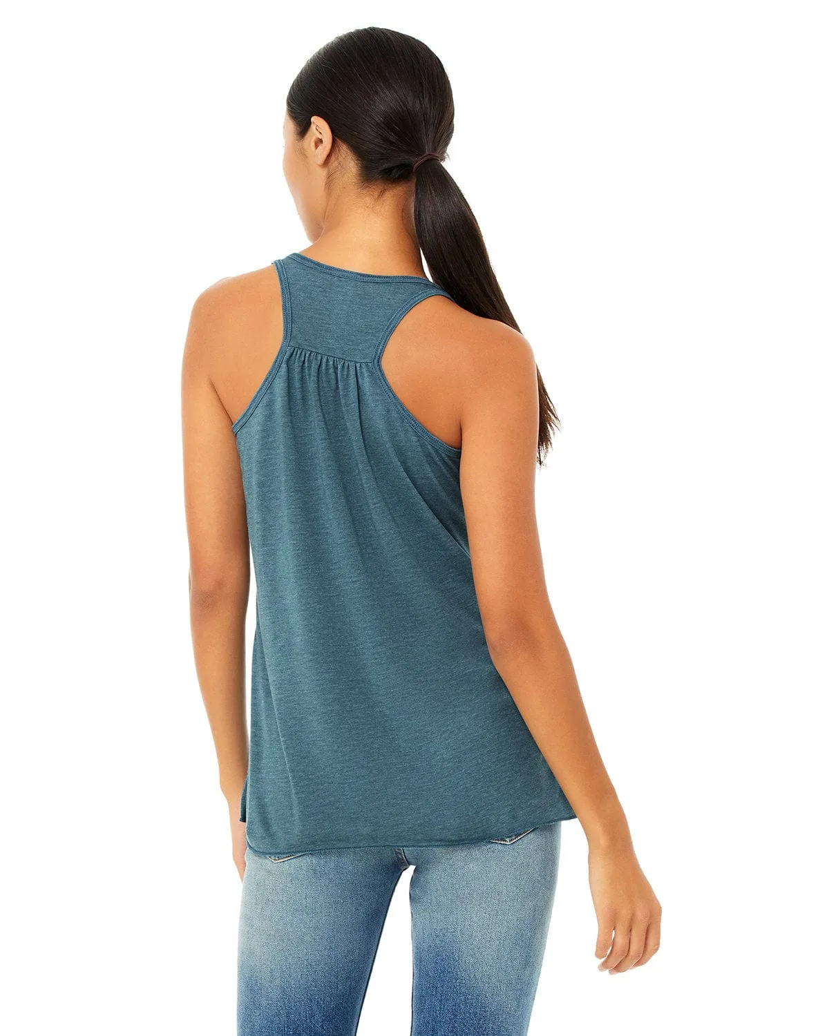Bella Canvas Ladies Flowy Racerback Tank | Hthr Deep Teal