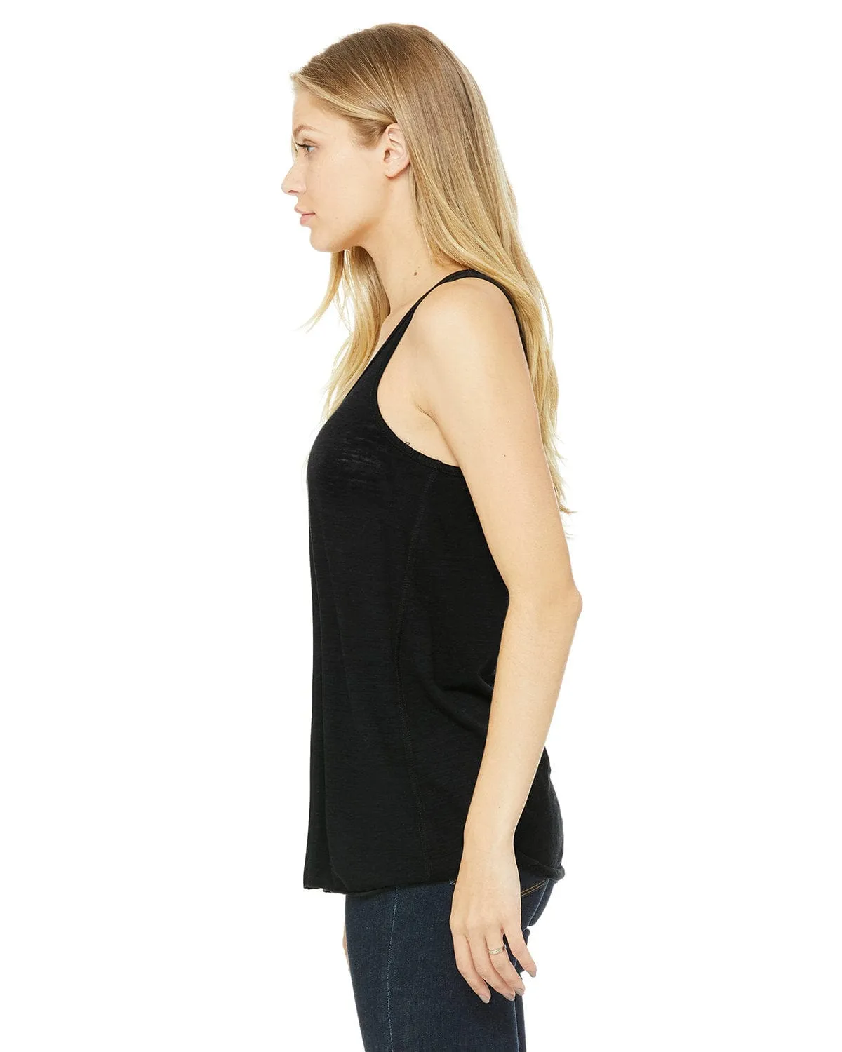 Bella Canvas Ladies Flowy Racerback Tank | Solid Black Slub