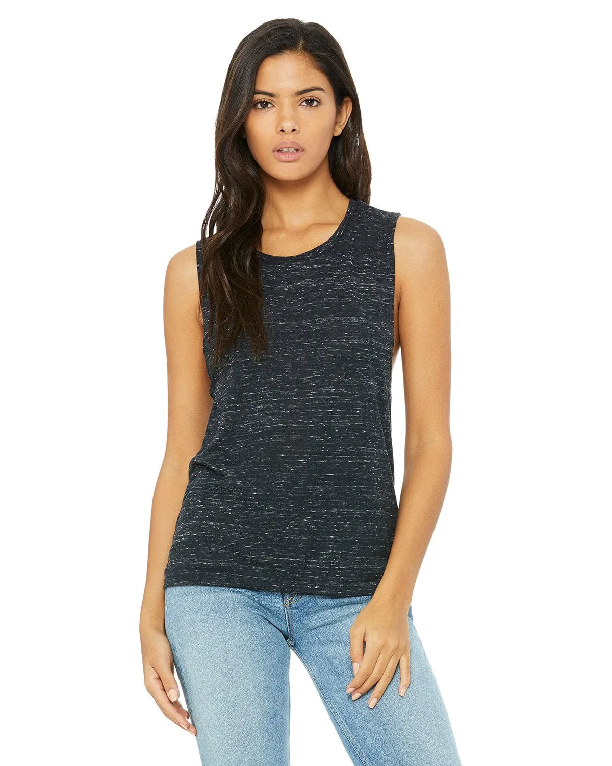 Bella Canvas Ladies Flowy Scoop Muscle Tank | Black Marble