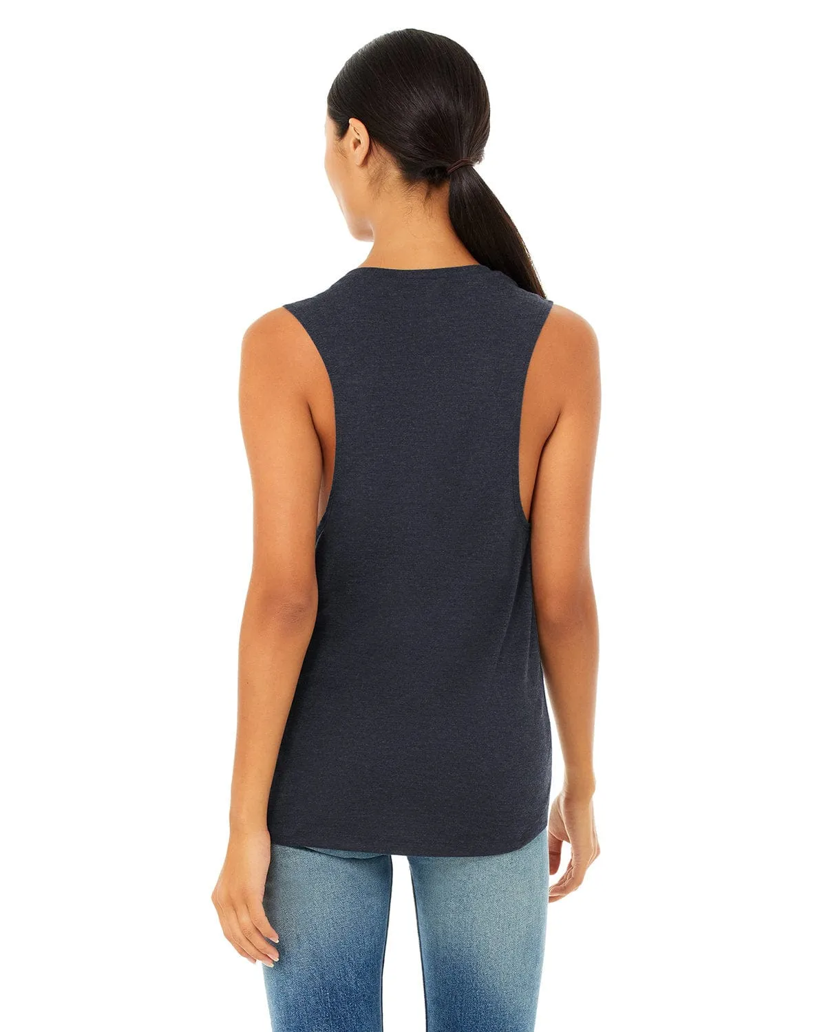 Bella Canvas Ladies Flowy Scoop Muscle Tank | Heather Navy
