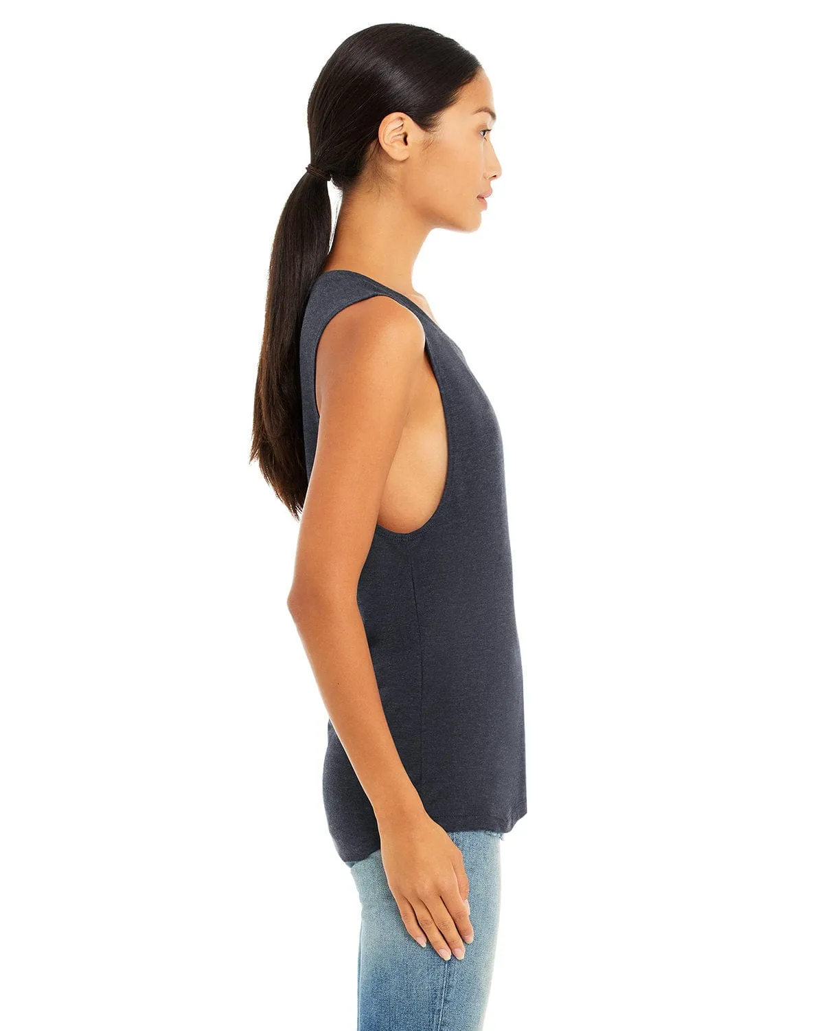 Bella Canvas Ladies Flowy Scoop Muscle Tank | Heather Navy