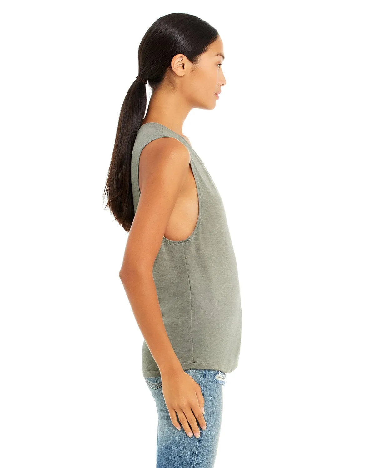 Bella Canvas Ladies Flowy Scoop Muscle Tank | Heather Stone