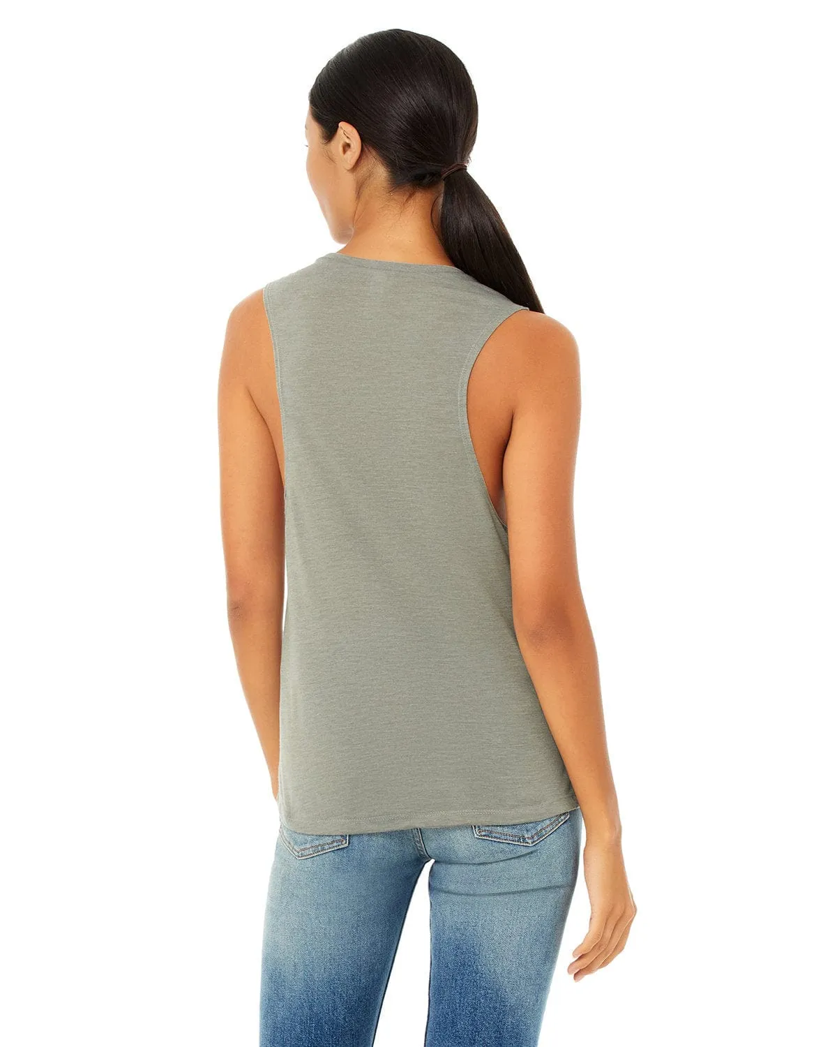 Bella Canvas Ladies Flowy Scoop Muscle Tank | Heather Stone