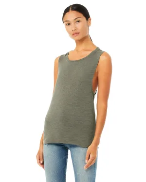 Bella Canvas Ladies Flowy Scoop Muscle Tank | Olive Slub