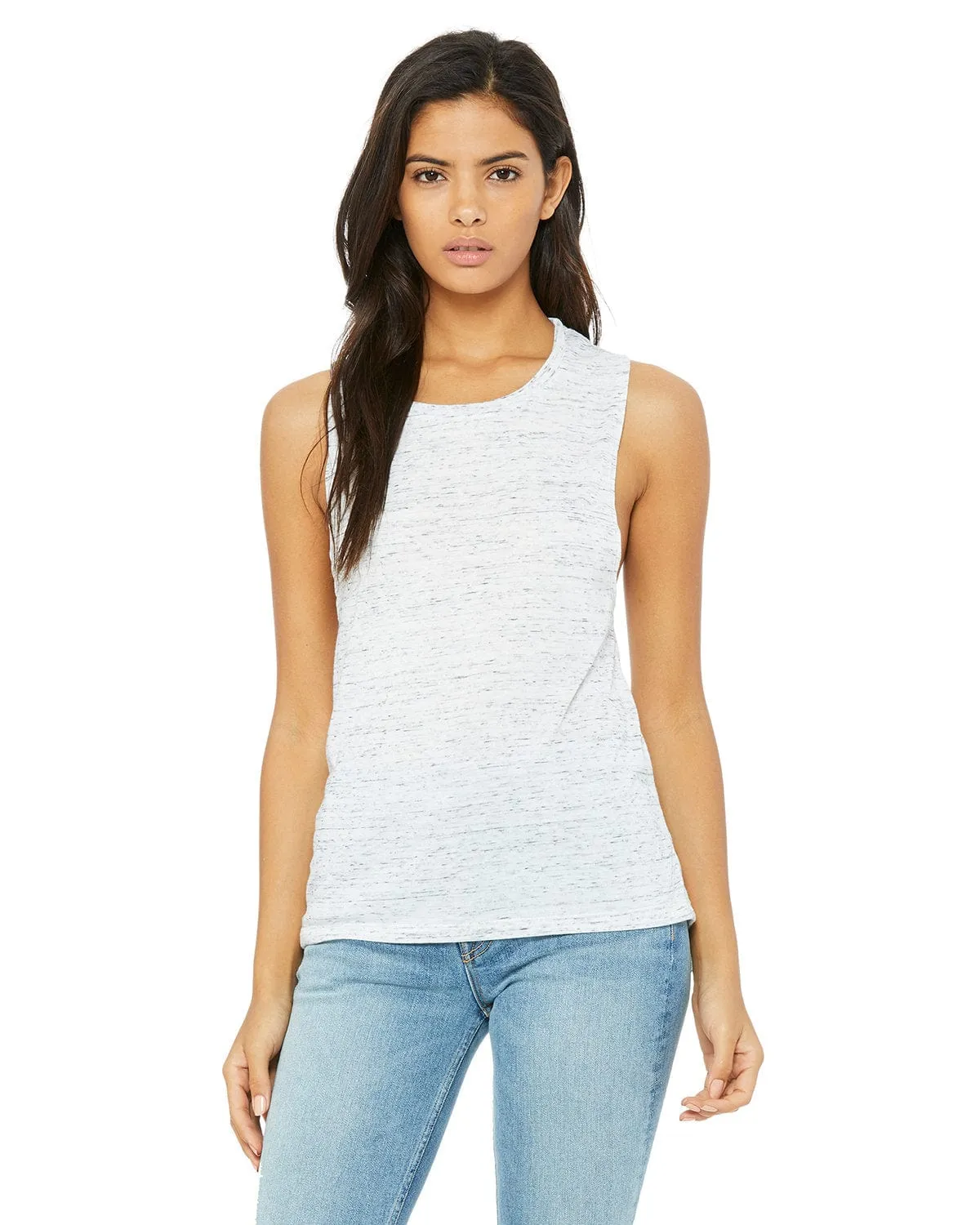 Bella Canvas Ladies Flowy Scoop Muscle Tank | White Marble