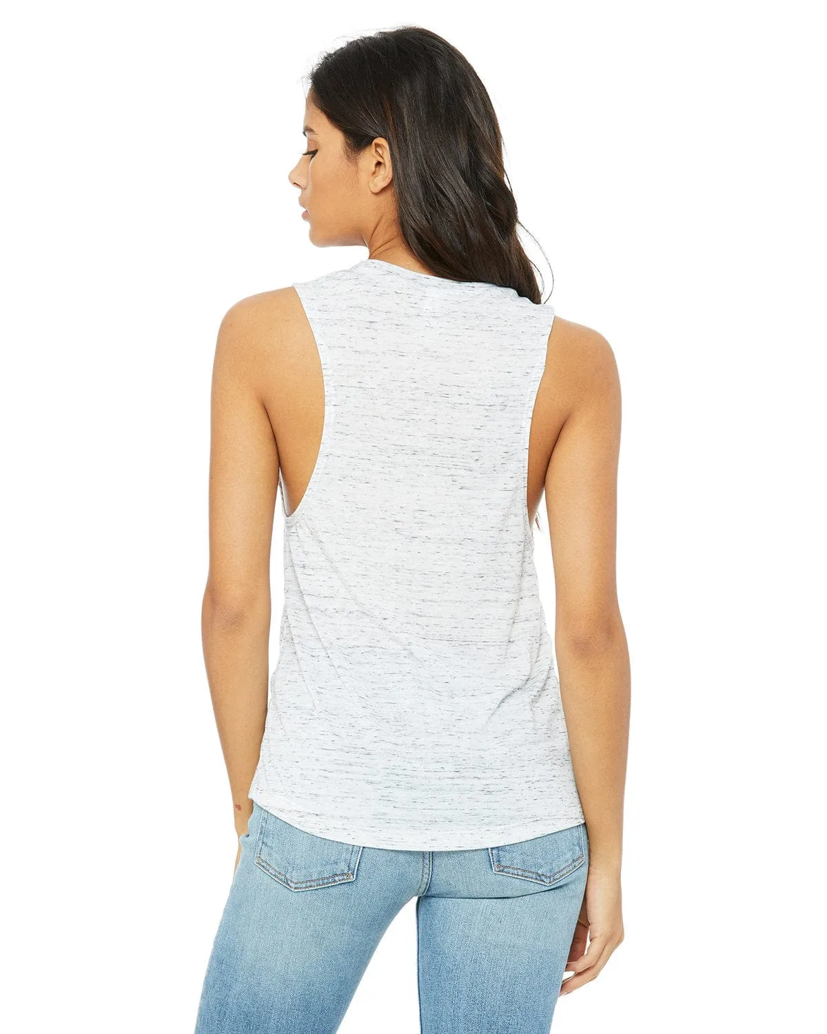Bella Canvas Ladies Flowy Scoop Muscle Tank | White Marble