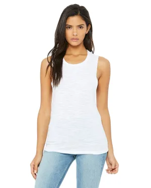 Bella Canvas Ladies Flowy Scoop Muscle Tank | White Slub