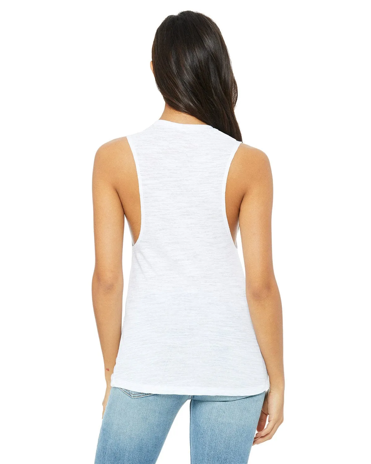 Bella Canvas Ladies Flowy Scoop Muscle Tank | White Slub