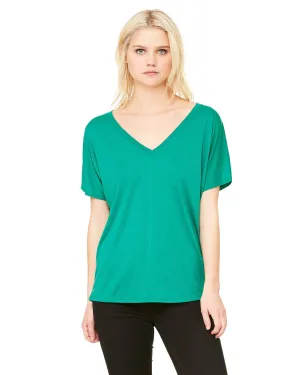 Bella Canvas Ladies Flowy Simple V-Neck T-Shirt | Kelly