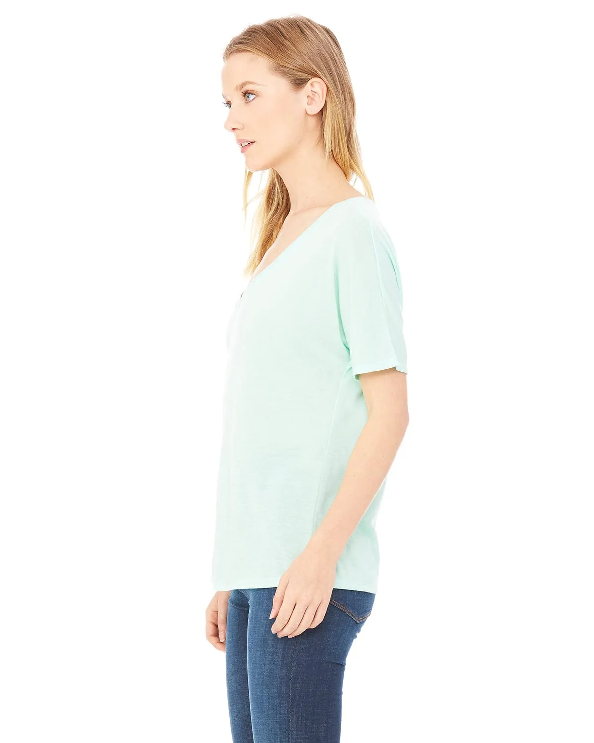 Bella Canvas Ladies Flowy Simple V-Neck T-Shirt | Mint
