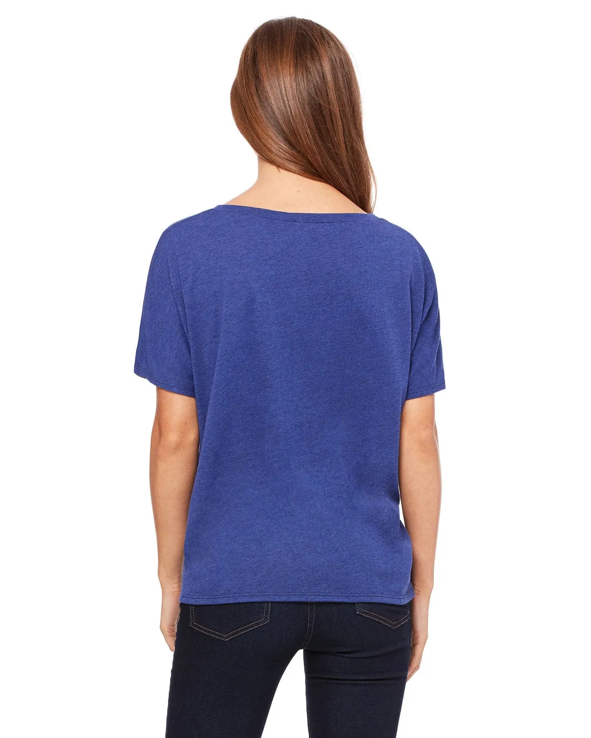 Bella Canvas Ladies Flowy Simple V-Neck T-Shirt | Navy Triblend