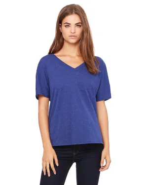 Bella Canvas Ladies Flowy Simple V-Neck T-Shirt | Navy Triblend