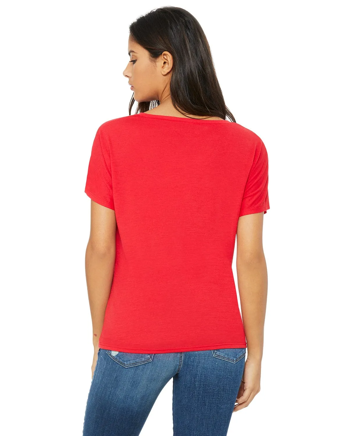 Bella Canvas Ladies Flowy Simple V-Neck T-Shirt | Red