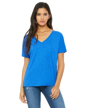 Bella Canvas Ladies Flowy Simple V-Neck T-Shirt | Tr Royal Triblnd