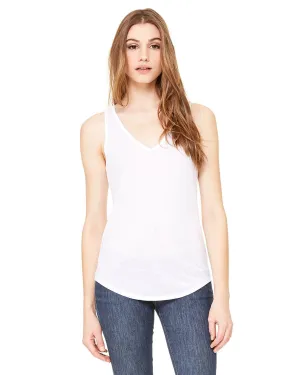 Bella Canvas Ladies Flowy V-Neck Tank | White