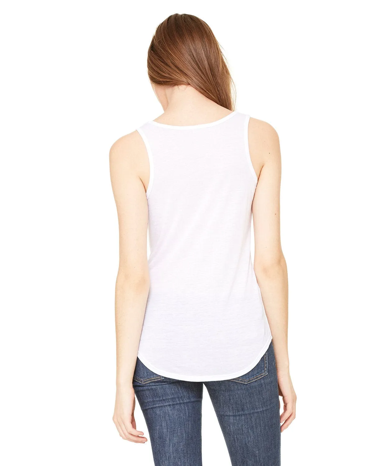 Bella Canvas Ladies Flowy V-Neck Tank | White