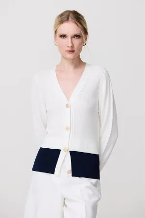 BICOLOR V-NECK CARDIGAN