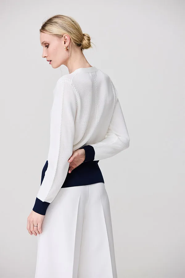 BICOLOR V-NECK CARDIGAN