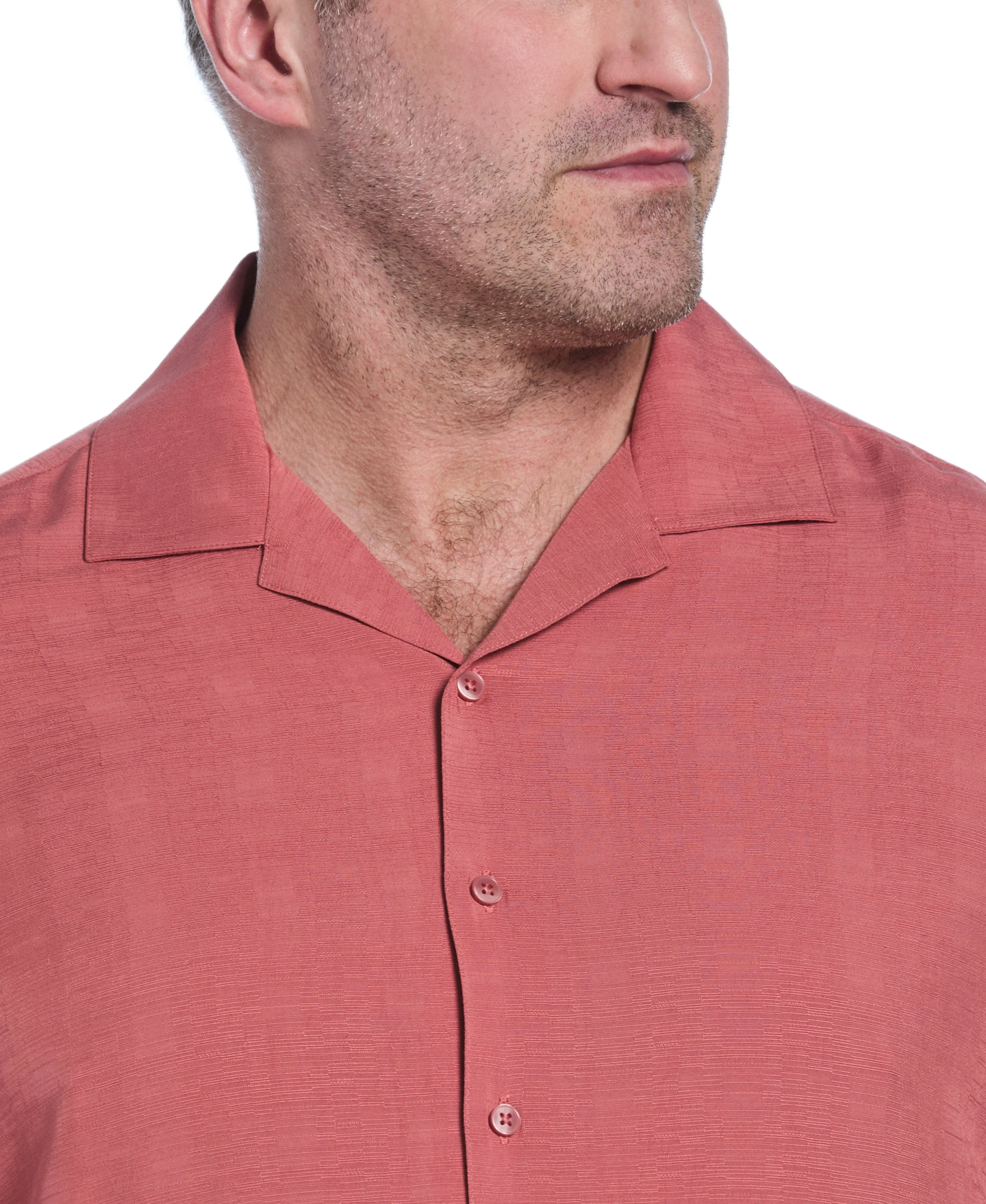 Big & Tall Solid Textured Cuban Collar Shirt