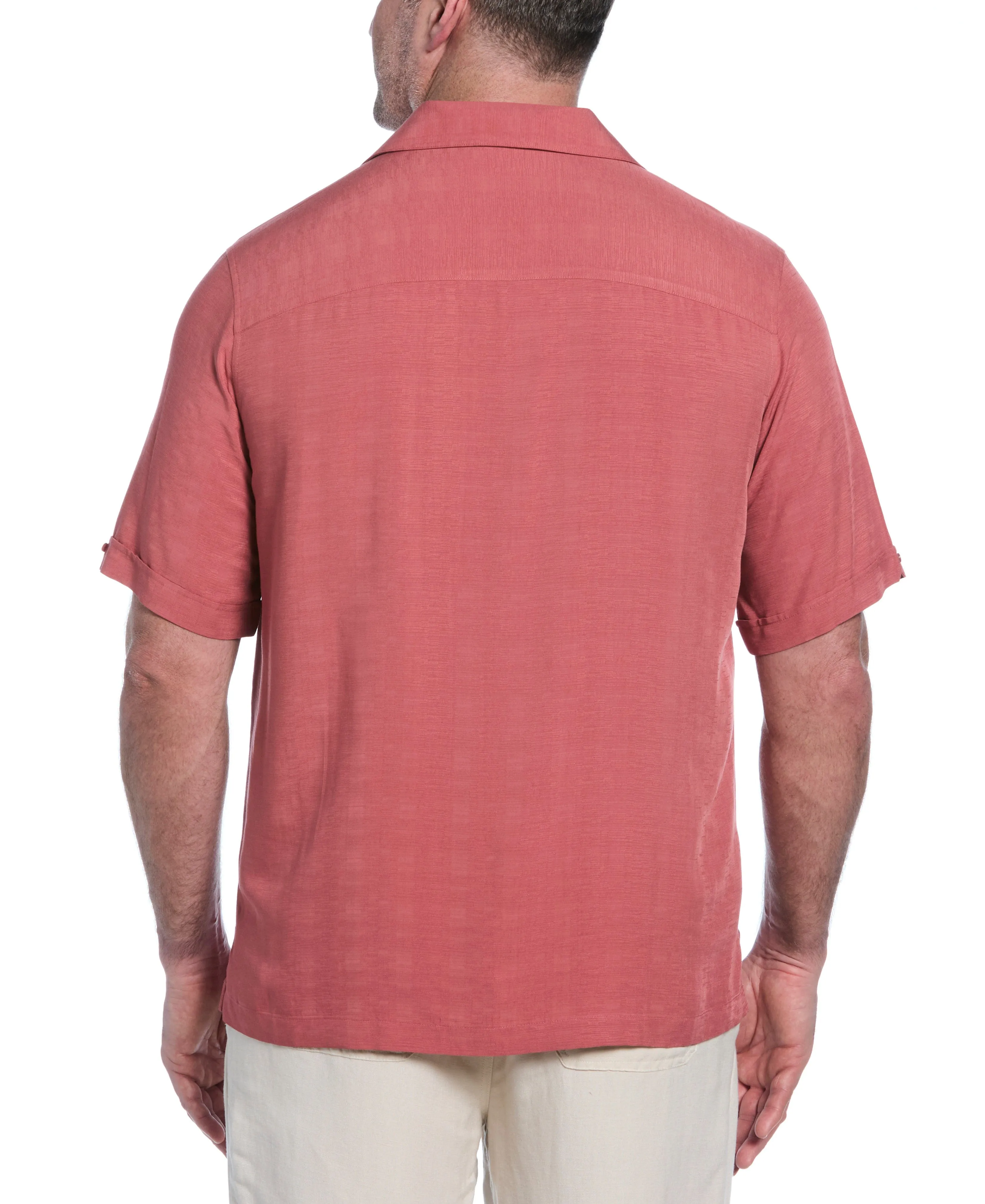 Big & Tall Solid Textured Cuban Collar Shirt