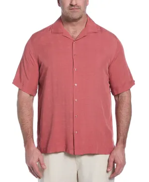 Big & Tall Solid Textured Cuban Collar Shirt