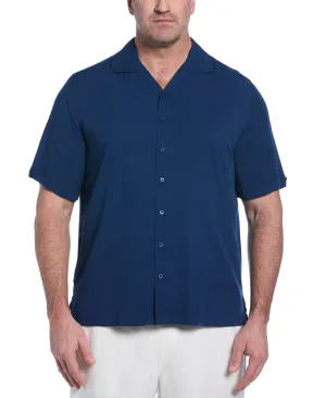 Big & Tall Solid Textured Cuban Collar Shirt