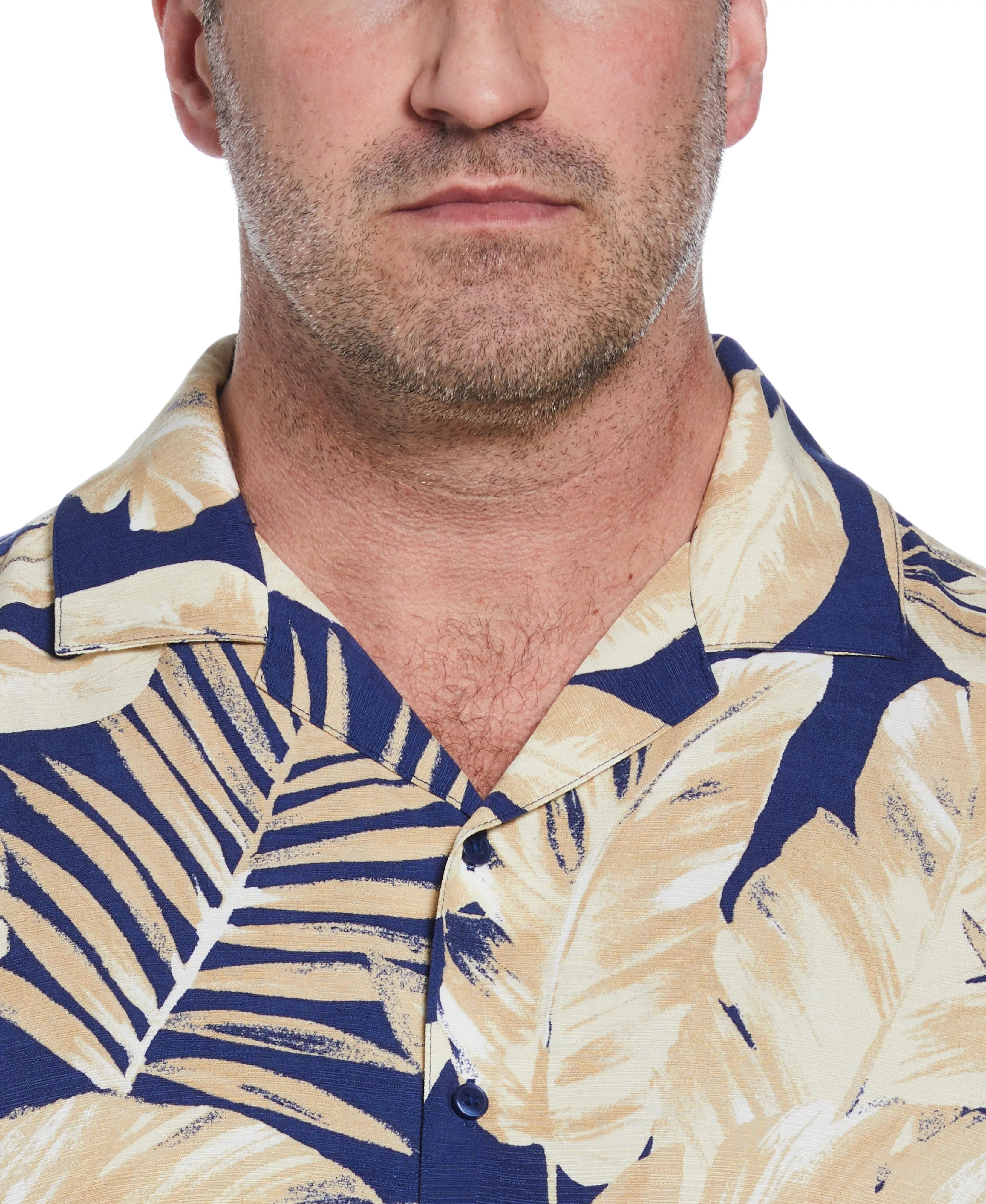 Big & Tall Textured Large Scale Palm Print Shirt
