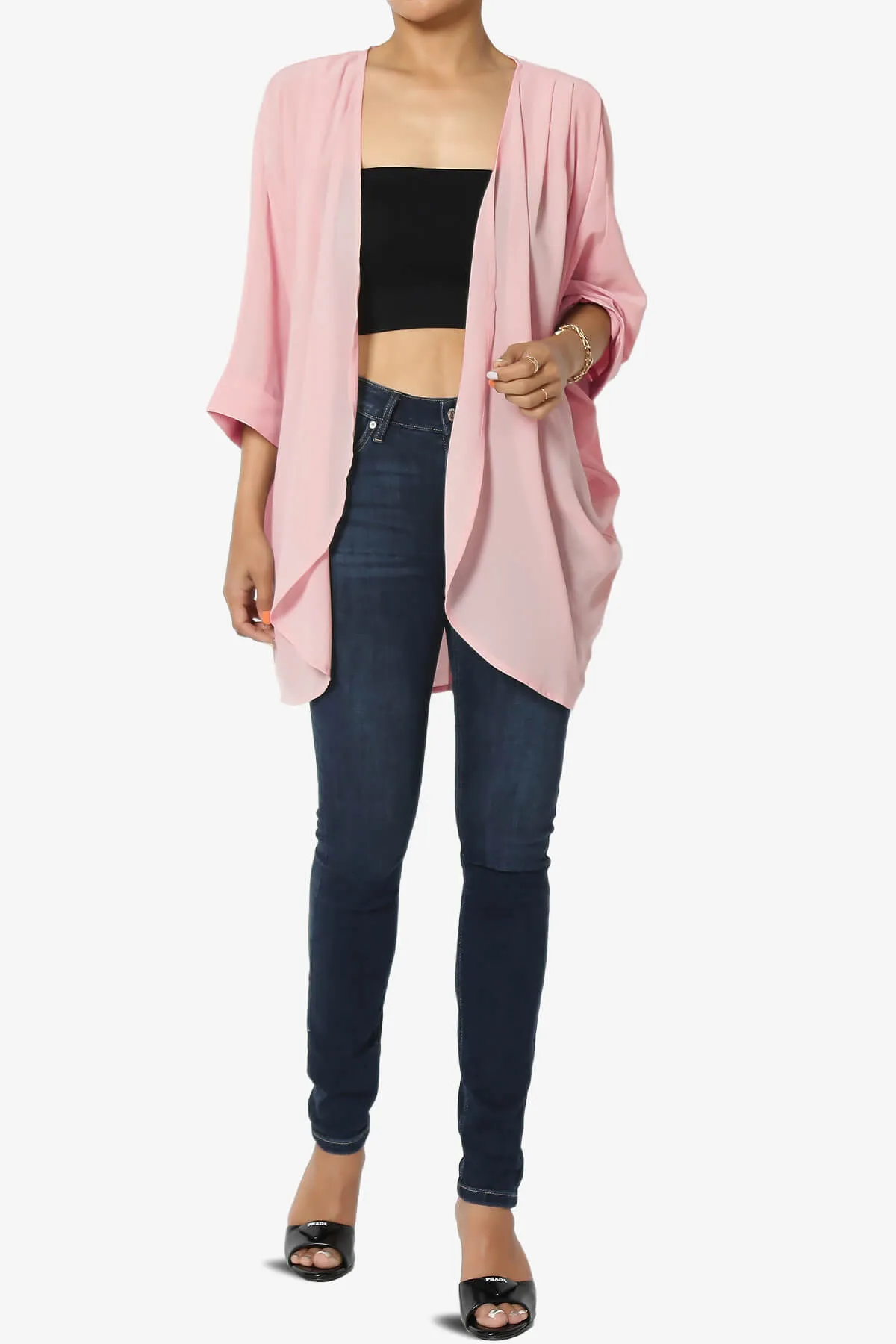Blivia Pleated Kimono Chiffon Cardigan PLUS