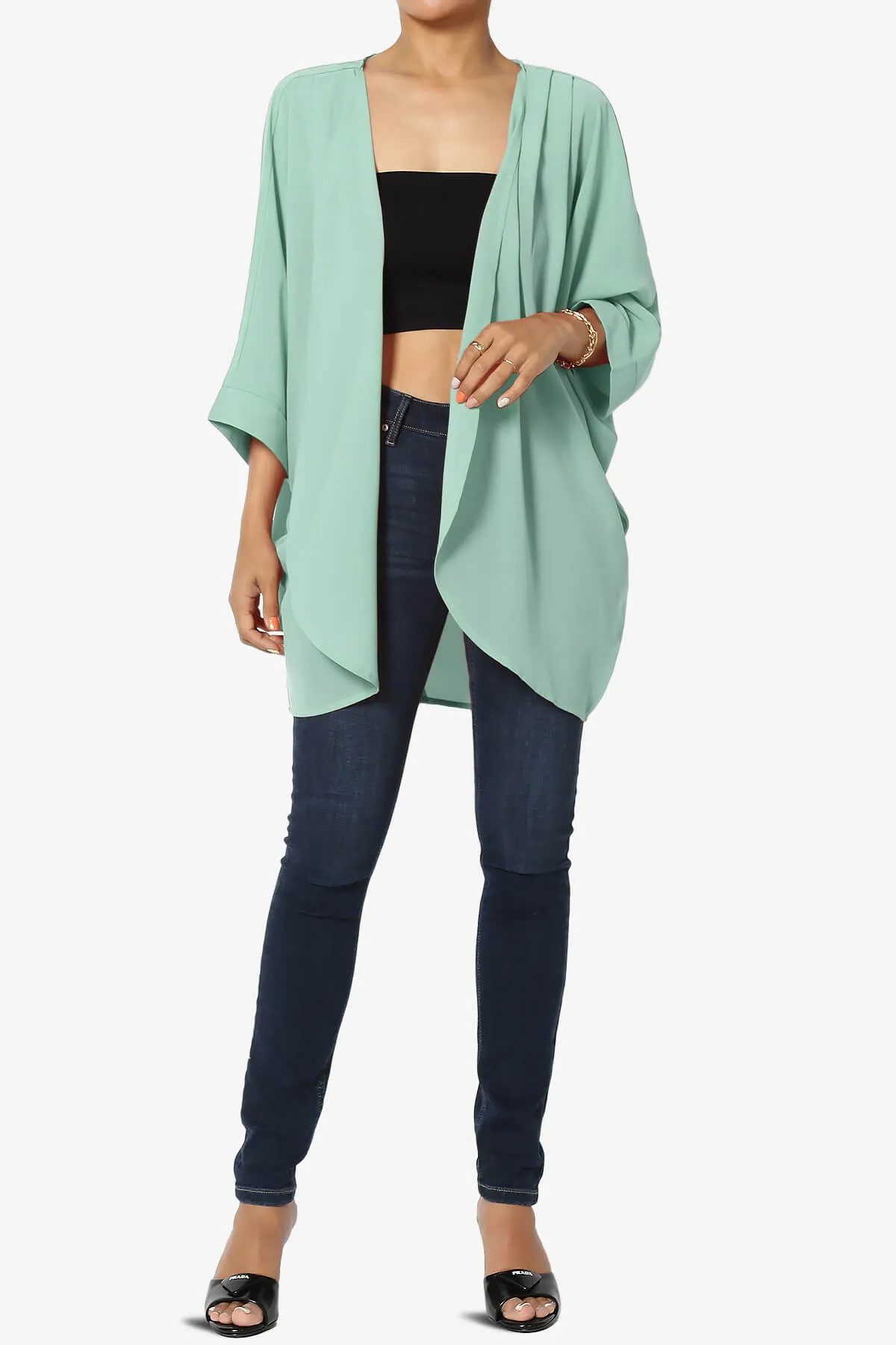 Blivia Pleated Kimono Chiffon Cardigan PLUS