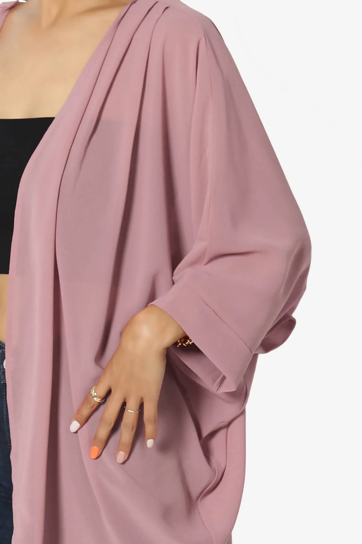Blivia Pleated Kimono Chiffon Cardigan PLUS