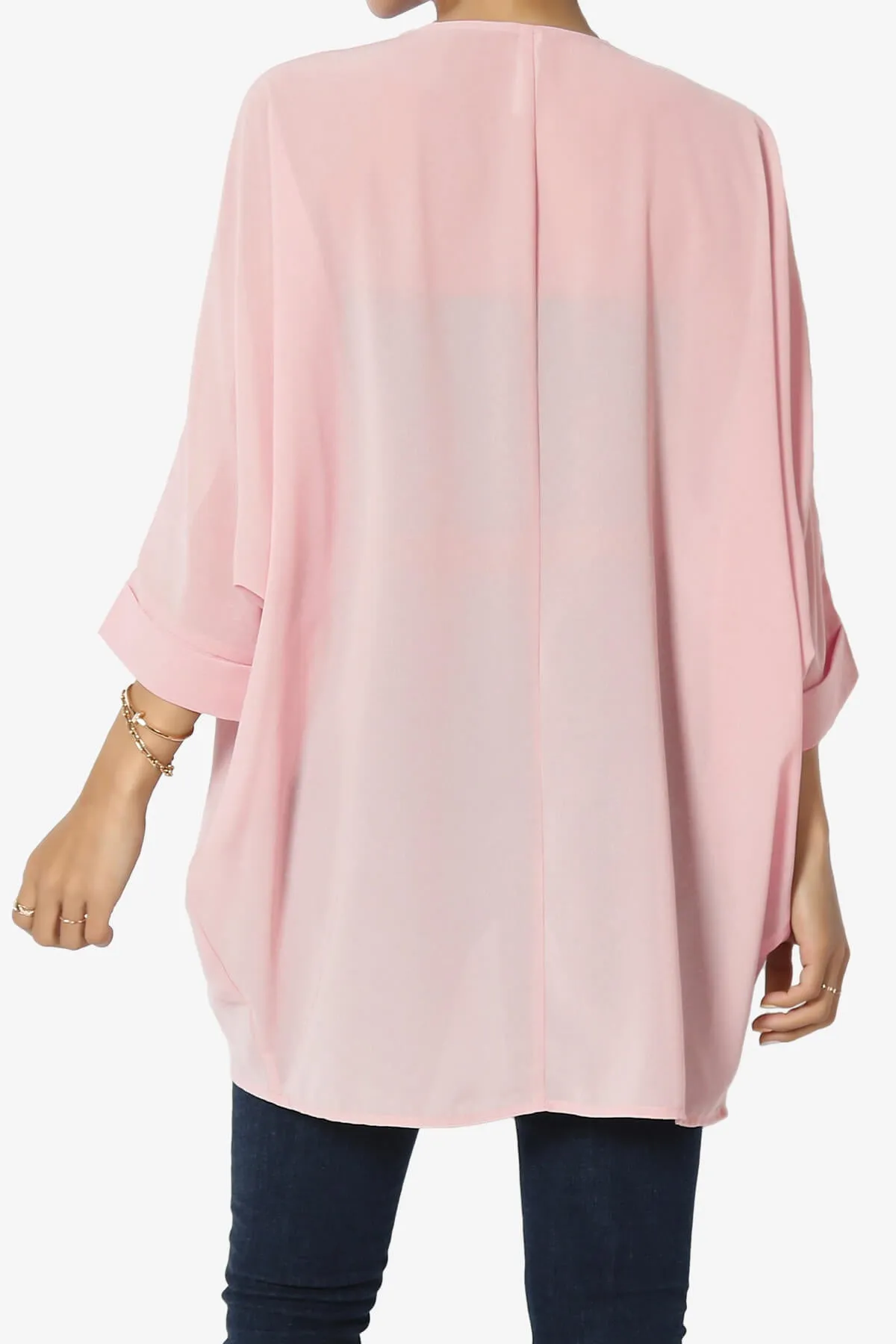 Blivia Pleated Kimono Chiffon Cardigan PLUS