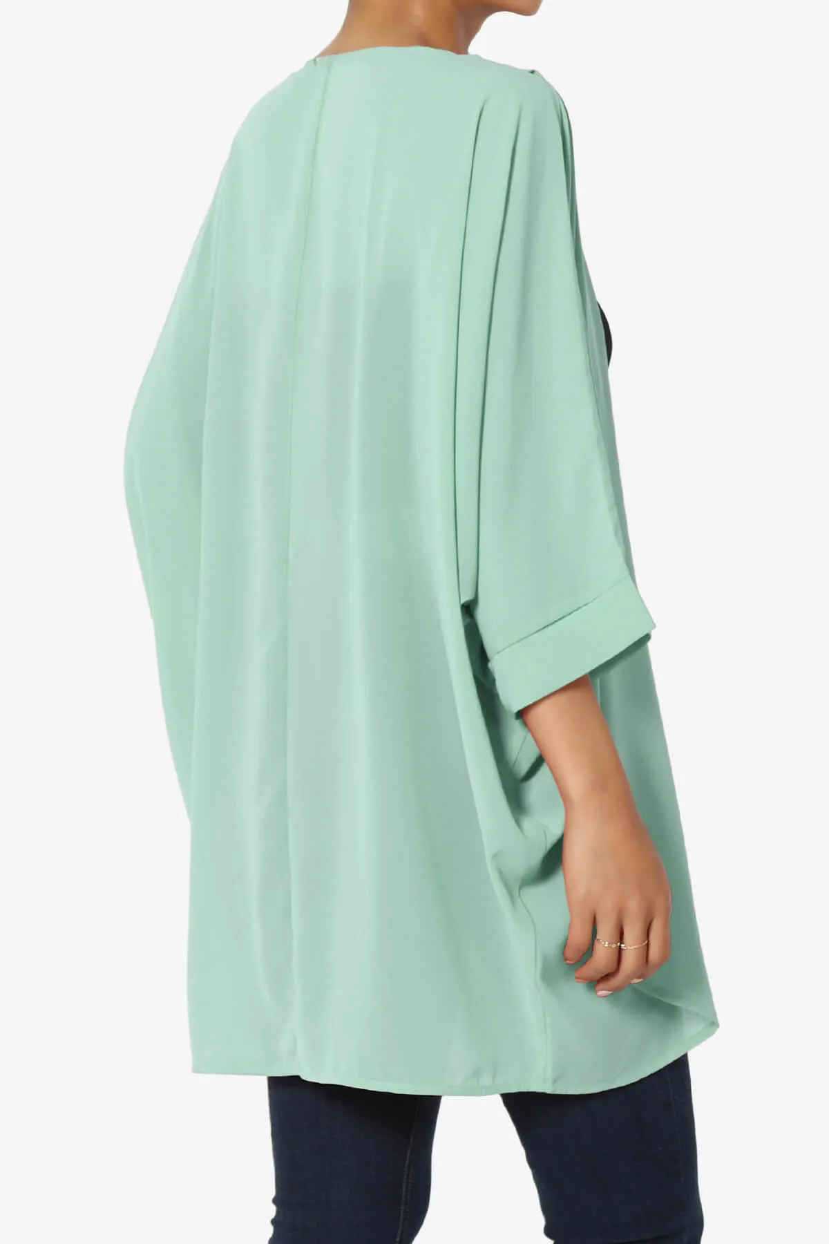 Blivia Pleated Kimono Chiffon Cardigan PLUS