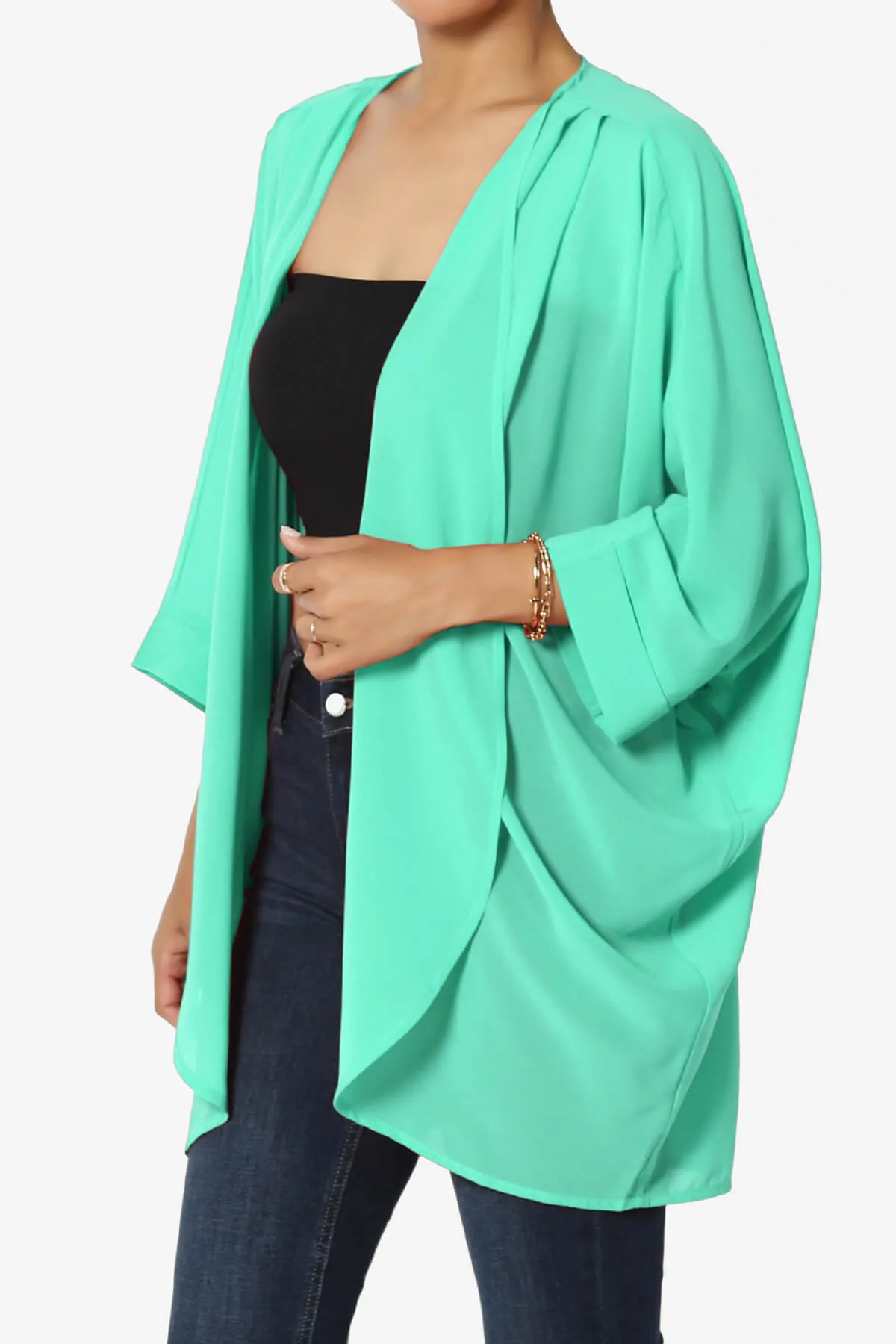 Blivia Pleated Kimono Chiffon Cardigan PLUS