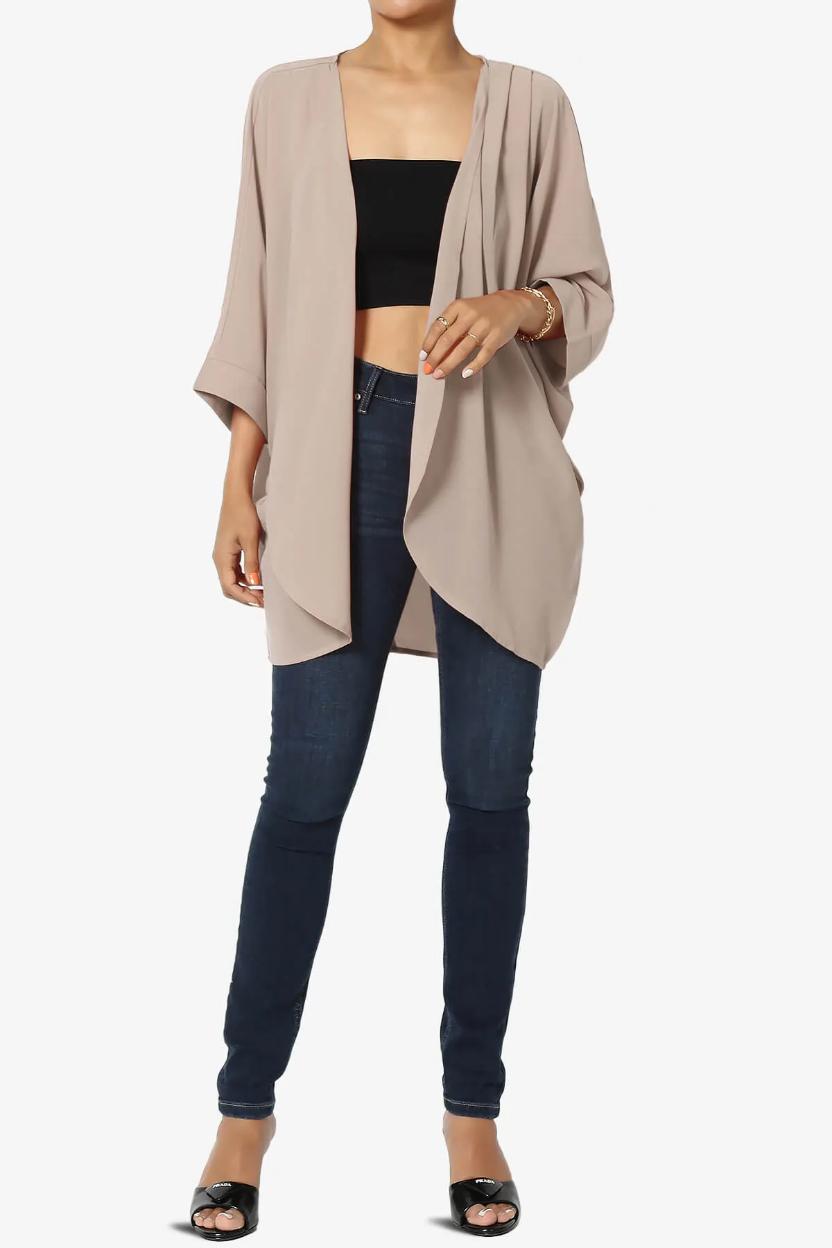 Blivia Pleated Kimono Chiffon Cardigan PLUS