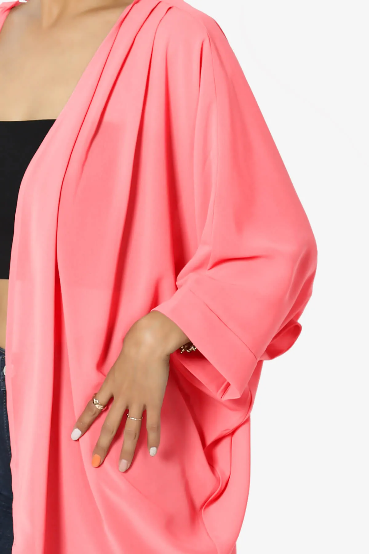 Blivia Pleated Kimono Chiffon Cardigan PLUS